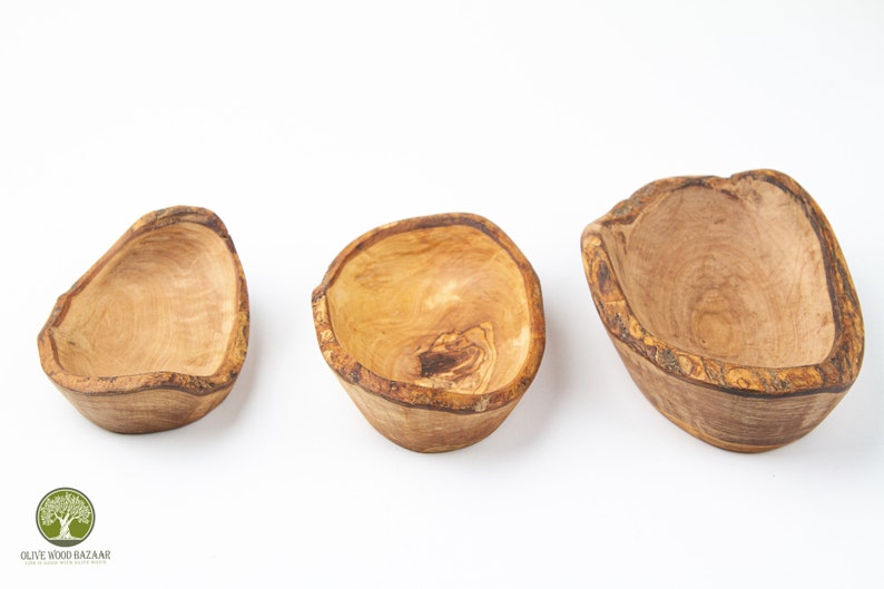 Olive Wooden Bowls Handmade,Set of 3 Wooden Bowls handmade from Olive Wood, small to medium sizes image 1