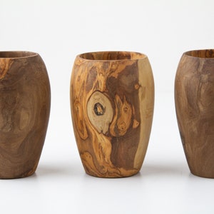 Wooden Mug handmade from Olive Wood, Wooden Cup Handmade for Warm or Cold Liquids, Wooden Pencil Holder image 3