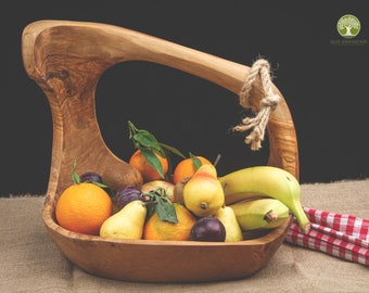 Wooden Fruits Basket with Handle handmade | Baskets & Bowls from small to Extra Large sizes