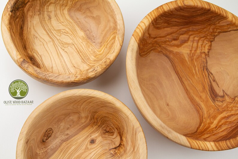 Olive Wooden Bowls Handmade Fruit Bowls Salad Bowl Set of 3 Etsy