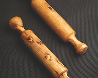 Olive Wood Rolling Pin for Bakery & Pastry, Handmade Wooden Rolling Pin