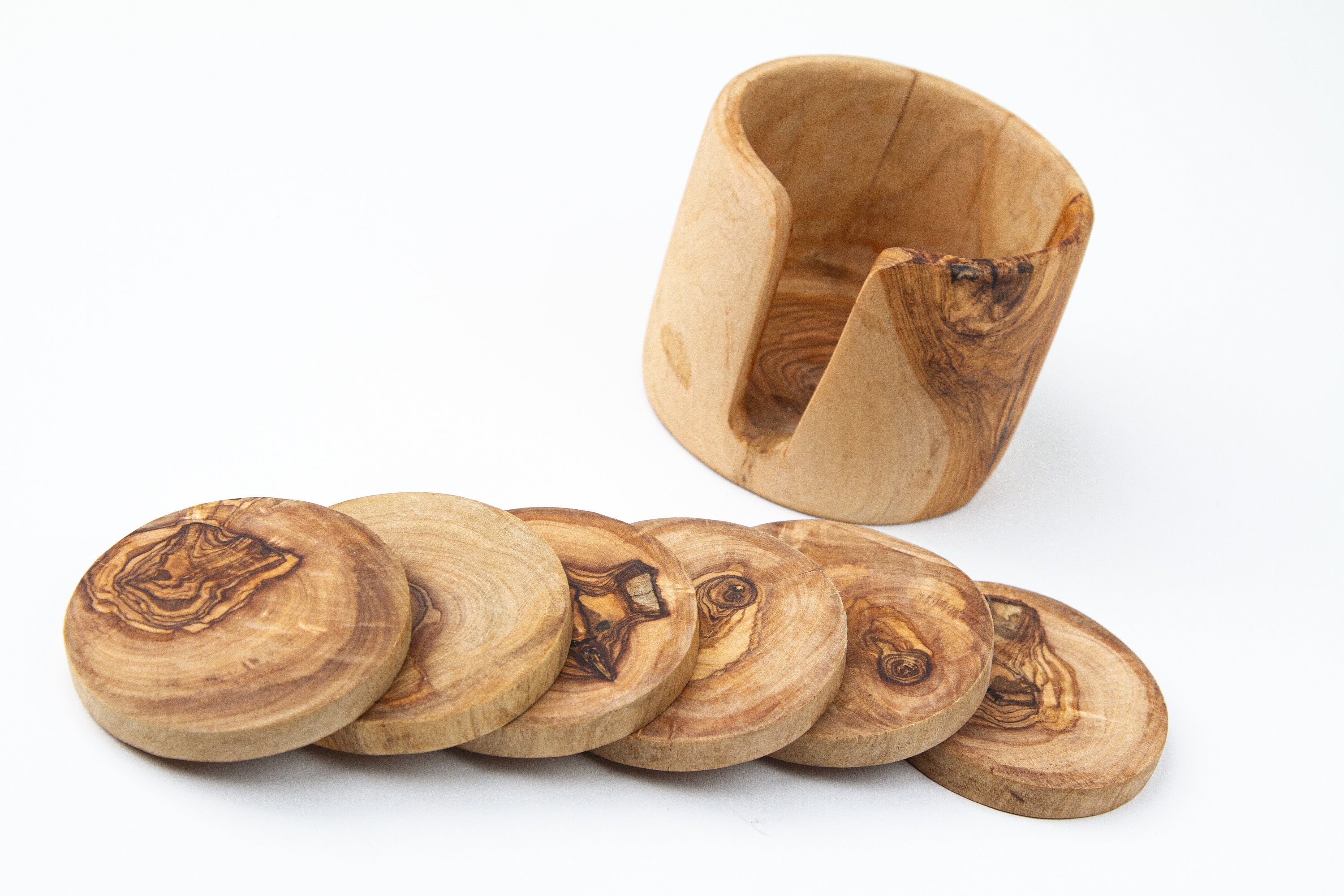 Olive Wood Drink Coaster Set – From Spain – Ceramics and Gifts