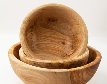 Olive Wooden Bowls Handmade, Fruit Bowls, Salad Bowl, Set of 3 Wooden Bowls handmade from Olive Wood, small to medium sizes