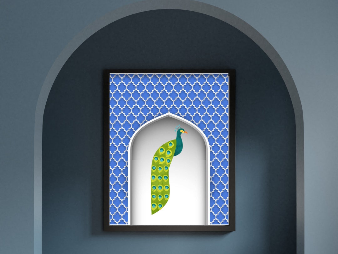 India Peacock Artwork Desi Wall Décor Instant Digital Etsy
