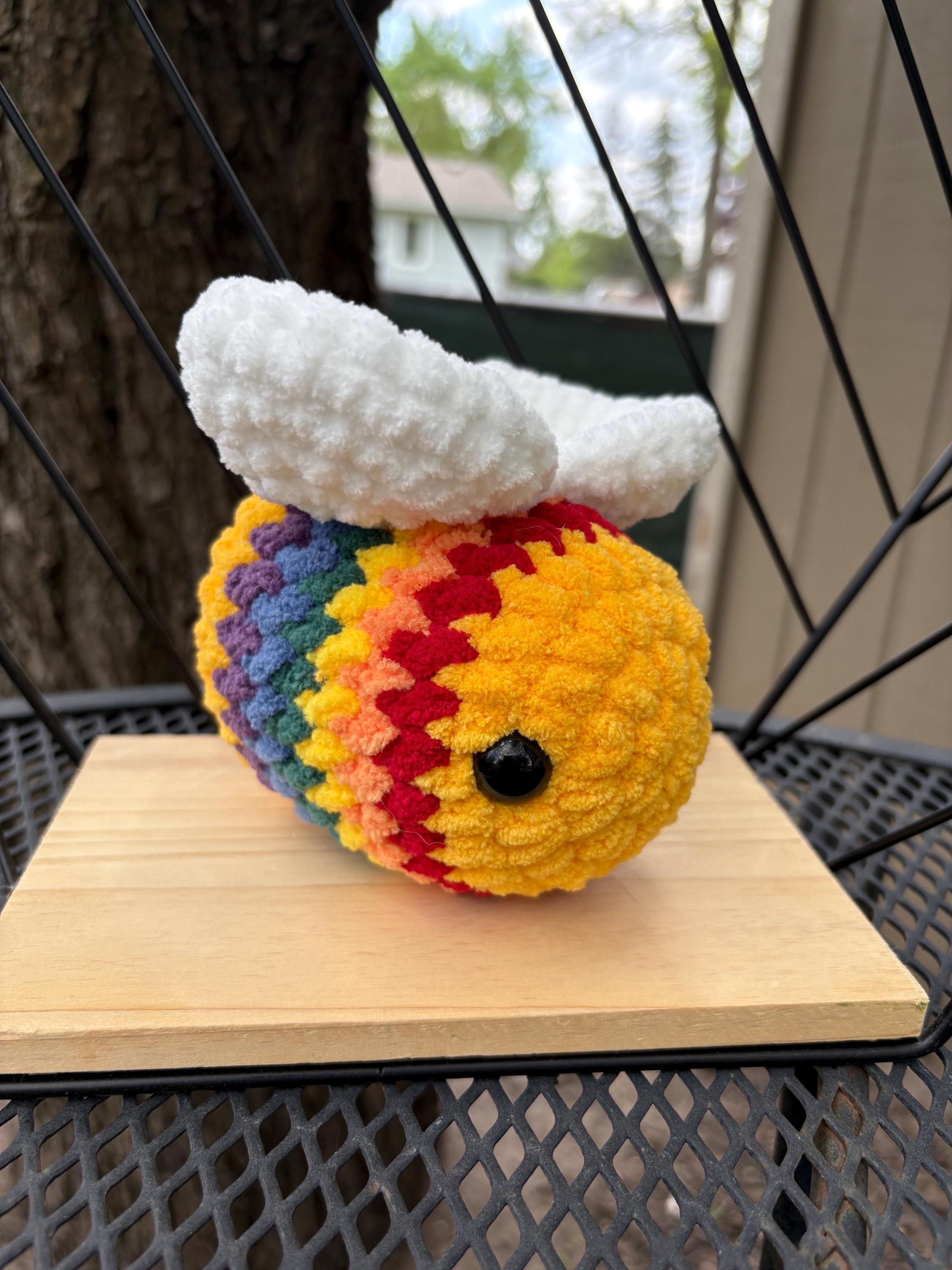 Soft Crochet Rainbow Bumblebee Toy - Etsy