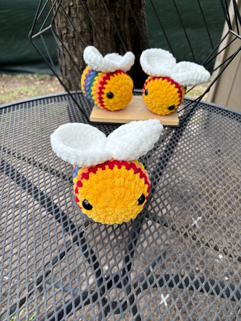 Soft Crochet Rainbow Bumblebee Toy - Etsy