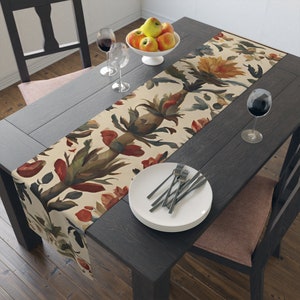 Abstract Folk Art Table Runner Cotton Table runner Polyester  table runner Tablescape accessory Homewarming gift Table Linen Table Cloth