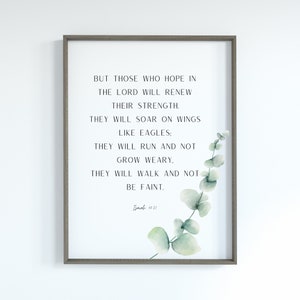 Jesaja 40:31 Digitale druk, Hoop Schrift, Christelijke Kunst aan de Muur, Maar zij die op de Heer hopen, zullen hun kracht vernieuwen
