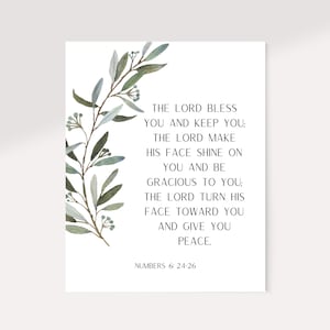 Numbers 6:24-26, The Blessing, The Lord Bless You and Keep You, Christian Wall Art, Bible Verse Print, Scripture Gift
