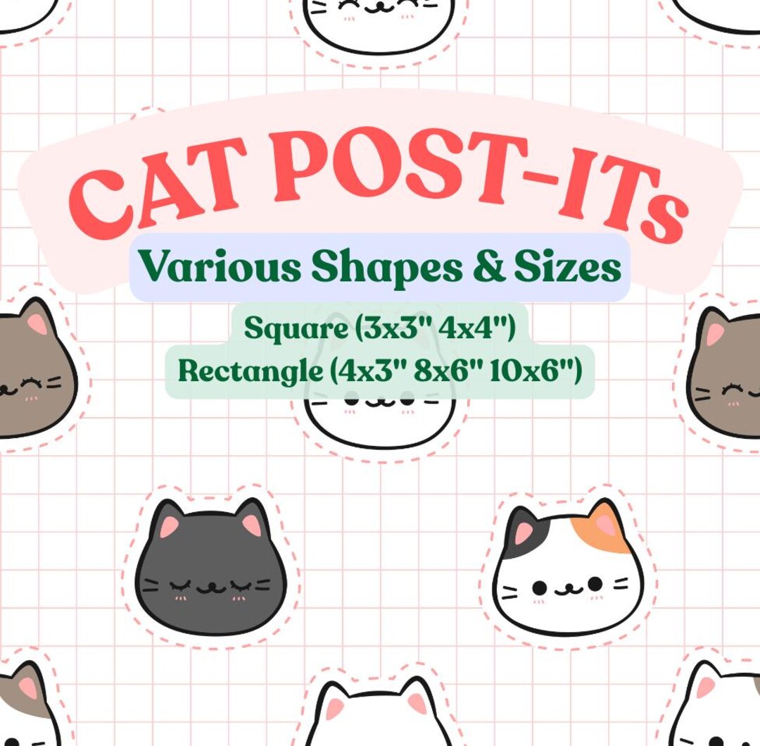 Calico Cat Post-it Notes: Kitten Memo Pads, Kawaii Stationery - Etsy