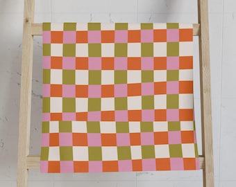 Toalla de mano retro geométrica, regalo de cocina para ella, nuevo hogar, paño de cocina a cuadros.
