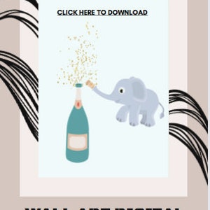 Champagne Wall ART with Elephant