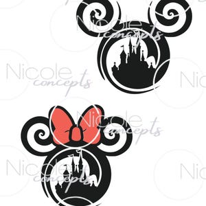 Mickey head swirl -Castle - Minnie logo Digital file SVG cut file - PNG and jpg download files-Vacation shirt Family Mickey mouse Magic-SVG image 1