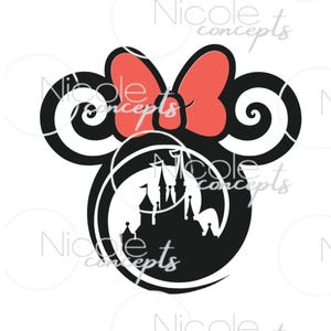 Mickey head swirl -Castle - Minnie logo Digital file SVG cut file - PNG and jpg download files-Vacation shirt Family Mickey mouse Magic-SVG image 2