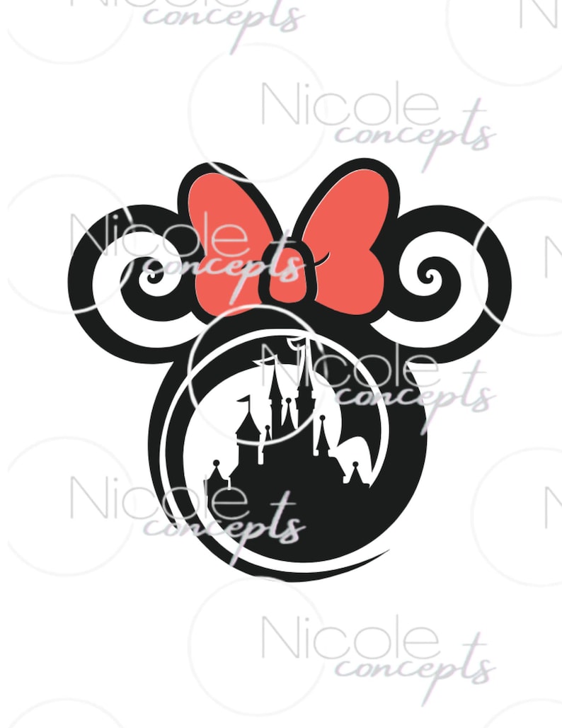 Mickey head swirl -Castle - Minnie logo Digital file SVG cut file - PNG and jpg download files-Vacation shirt Family Mickey mouse Magic-SVG image 2