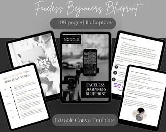 Faceless Beginners Blueprint Digital Marketing Guide ebook Social Media digital Product Done-For-You Private Label Rights PLR Canva Template