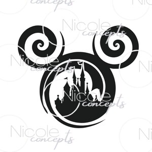 Mickey head swirl -Castle - Minnie logo Digital file SVG cut file - PNG and jpg download files-Vacation shirt Family Mickey mouse Magic-SVG image 3