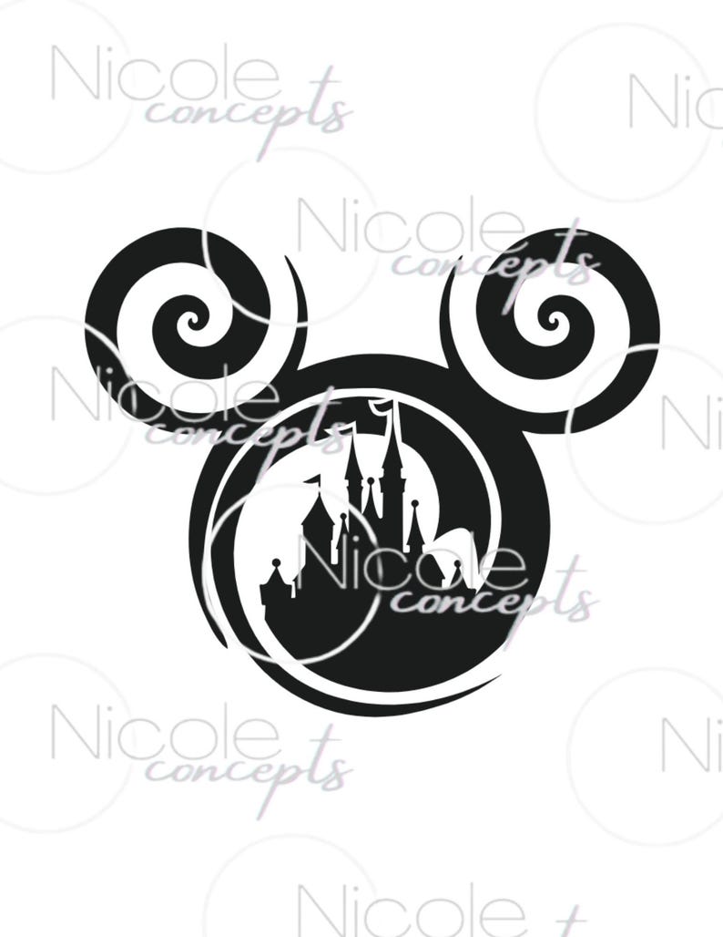 Mickey head swirl -Castle - Minnie logo Digital file SVG cut file - PNG and jpg download files-Vacation shirt Family Mickey mouse Magic-SVG image 3