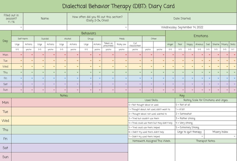 DBT Adolescent Diary Card Template (google Sheets) Etsy DBT Adolescent Diary Card Template (google Sheets) Etsy