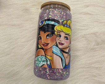 Princesses 16 oz Glass Snowglobe tumbler