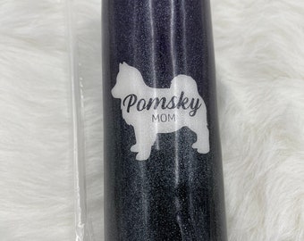 Pomsky mom *stary night* Stainless steal skinny tumbler 30 oz