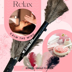 Feather tickle cleansing wand | relaxing massage | indonesian saging feathers | retractable feather duster wand | bonus single feather