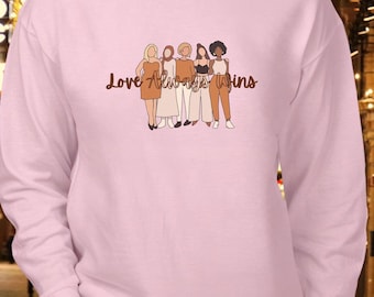 Pastel Pink Women's Long Sleeve Tee, Love Always Wins Graphic Shirt, Unisex T-shirt, Perfect Holiday Gift