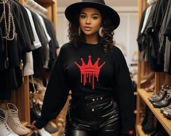 Women's Crown Sweatshirt, Graphic Queen Sweatshirt, Cute Mom Sweatshirt, Gift for Mom, Women's Sweater, Girl Gift, Gift for Wife, Cool Tee