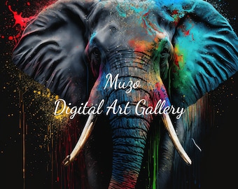African Elephant, oil painting, painting, digital art, digital download, Christmas, download, commercial use, 5 .png files