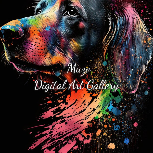 Dachshund, personal or commercial use, oil painting, rainbow, wall art, digital art, digital download, dog, deco art, 5 .png files