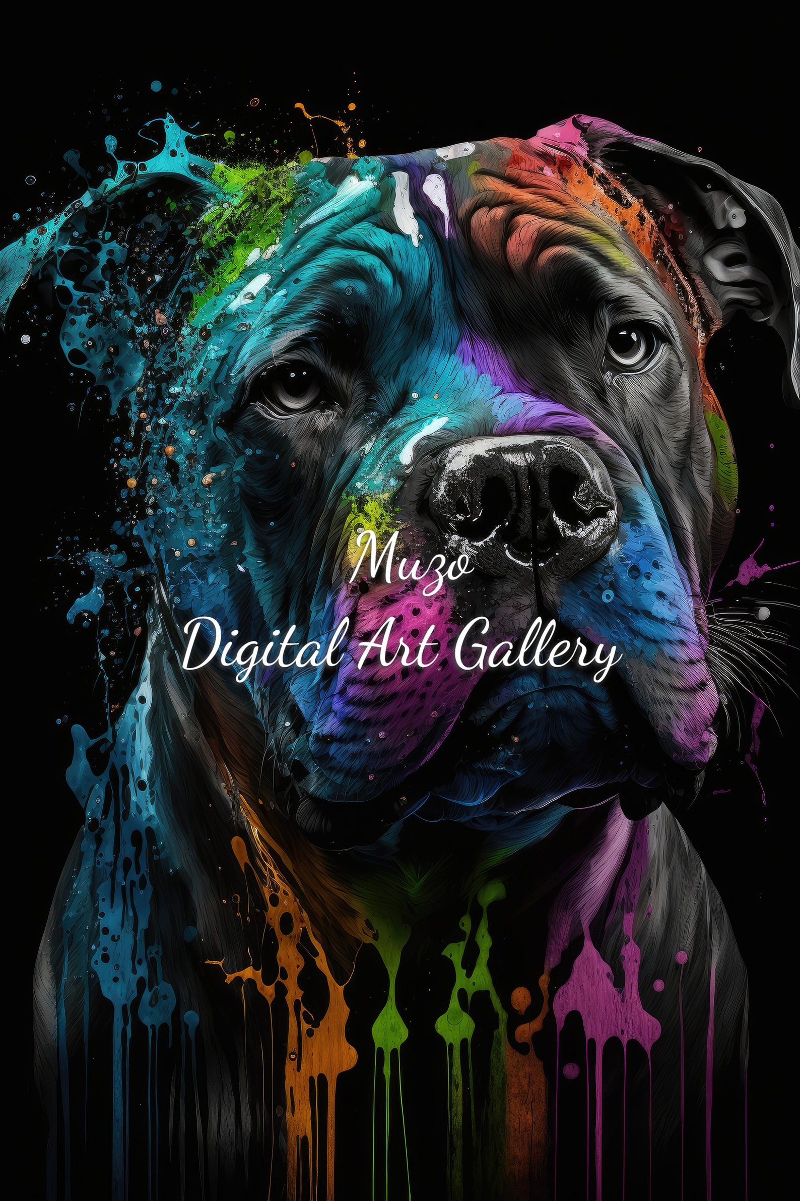 Cane Corso, Personal or Commercial Use, Oil Painting, Rainbow, Wall Art