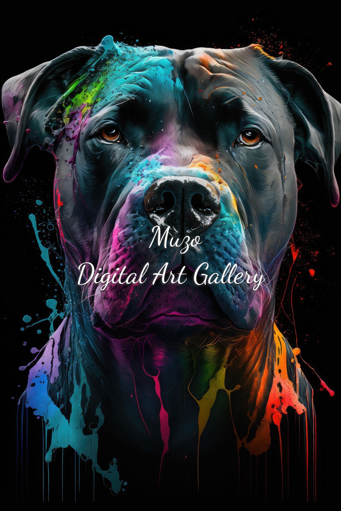 Cane Corso, Personal or Commercial Use, Oil Painting, Rainbow, Wall Art