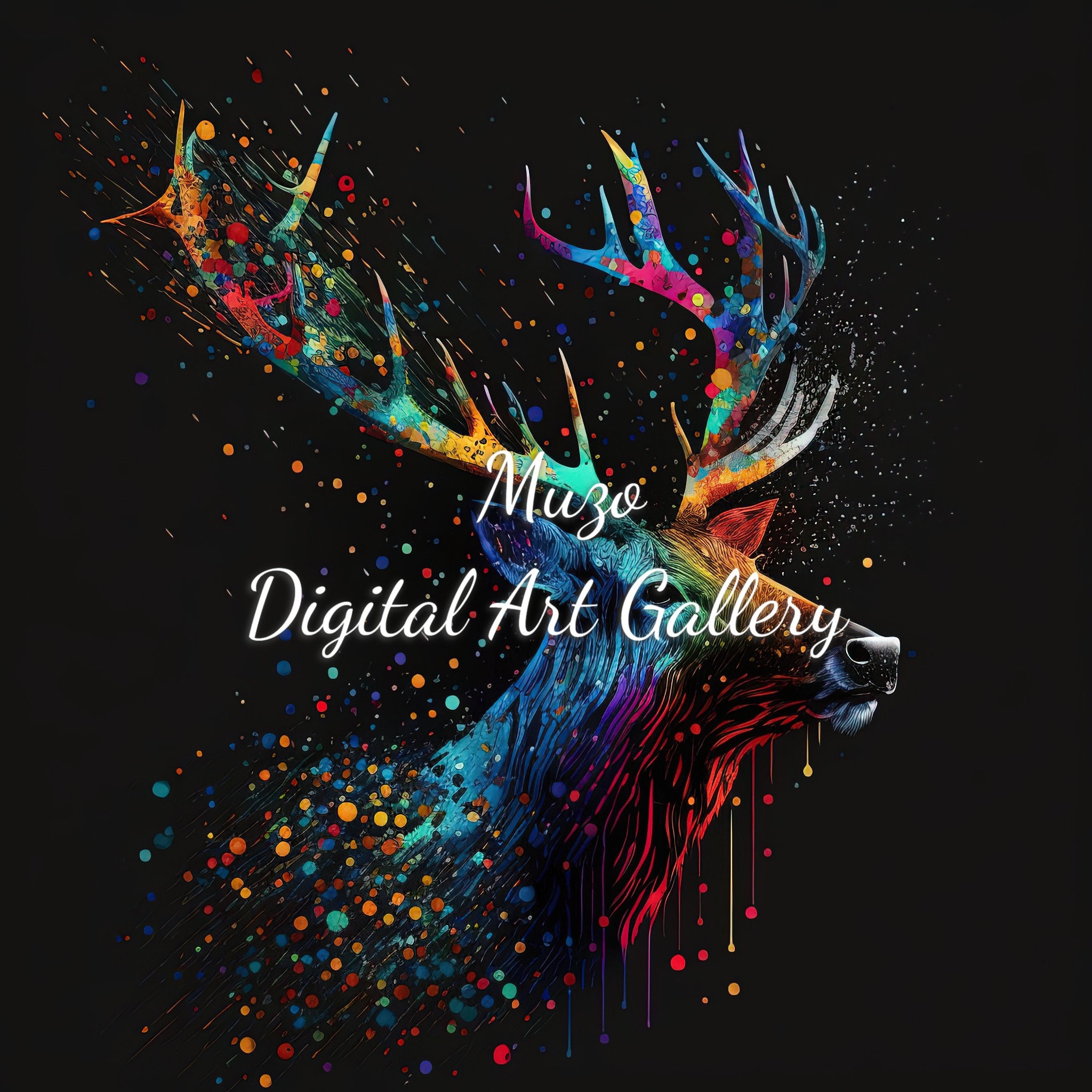Reindeer, oil painting, painting, digital art, digital download, Christmas, download, commercial use, 5 .png files