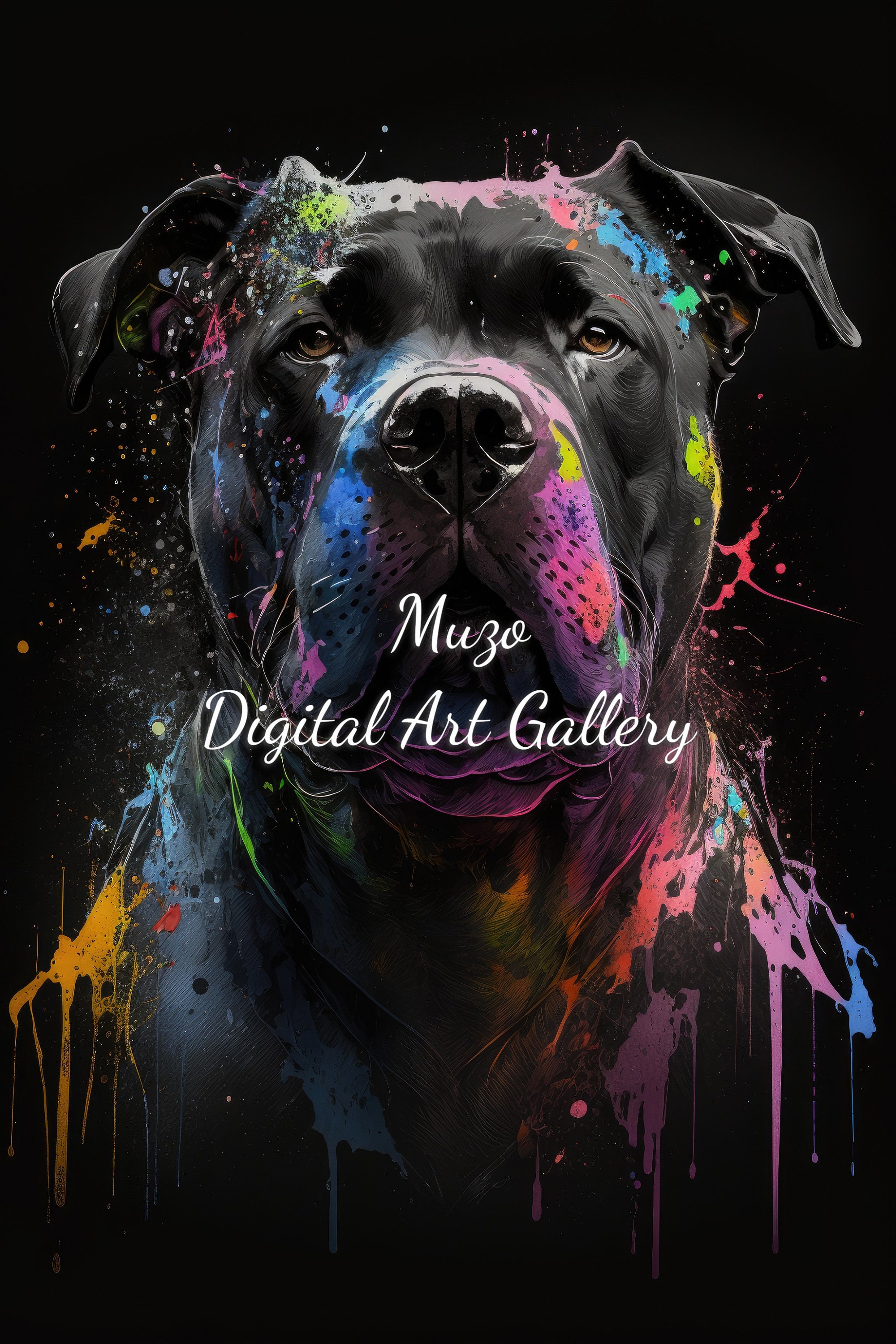 Cane Corso, Personal or Commercial Use, Oil Painting, Rainbow, Wall Art