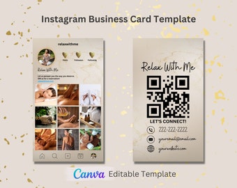 Instagram Business Card, IG Business Card, Spa Business Card, QR Code Business Card, Canva Template