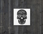 Black and white sugar skull wall art Canvas