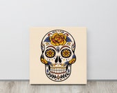 Orange and purple sugar skull Canvas