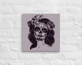 Purple sugar skull wall art Purple canvas