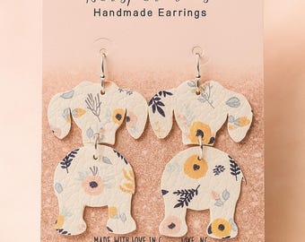 Pendientes de piel sintética con diseño de perro salchicha floral, hipoalergénicos