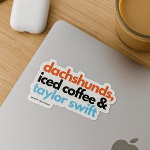 Dachshund, Iced Coffee & Music Waterproof Vinyl Sticker