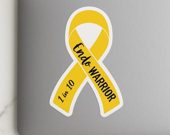Endometriosis Awareness Vinyl Sticker, Yellow Ribbon, Endo Warrior Gift