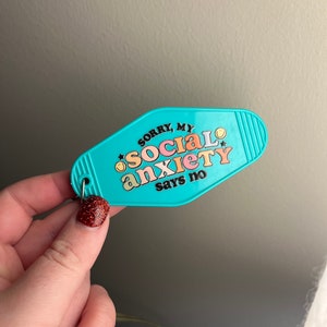Social Anxiety Keychain, Mental Health Keychain, Retro Key Fob, Funny Gifts, Anxiety Gift, Vintage Keychains, Gifts for Her