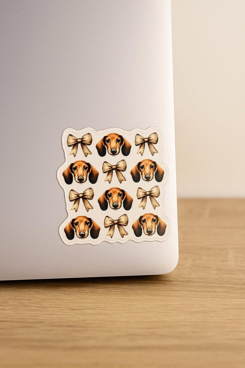 Dachshund and Bows Sticker, Doxie Mom Gift image 2