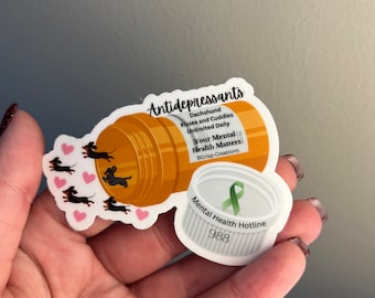 Teckel geestelijke gezondheid sticker, teckel moeder sticker, geestelijke gezondheid bewustzijn vinyl sticker, waterdichte hond sticker, teckel stickers
