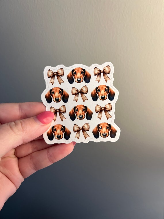Dachshund and Bows Sticker, Doxie Mom Gift