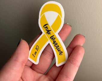 Endometriosis Awareness Vinyl Sticker, Yellow Ribbon, Endo Warrior Gift