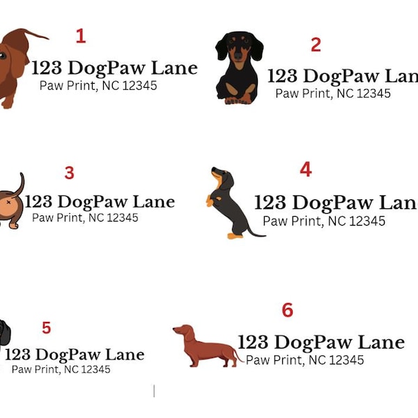 Dachshund Address Labels, Dachshund, Paw Prints, Cute Dog, Sets of 30, Address Labels, Personalized, Dog Mom, Dog Love, Dachshund Lover