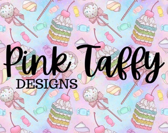 Pastell Leckereien Kuchen Pop Scheibe Süßigkeiten nahtlose Datei Design sich wiederholendes Muster Digitaldruck Stoff Papier Hintergrund Streusel Regenbogen