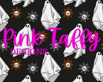 Gespenst Blumen Schädel nahtlose Datei Design Rapportmuster Halloween gruselig niedlich Digitaldruck Hintergrund Stoff Urlaub
