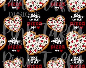 Valentinstag Pizza Herz kitschig süß Urlaub nahtlose Datei Design sich wiederholendes Muster niedlich Digitaldruck Hintergrund Papier Stoff Essen Wortspiel